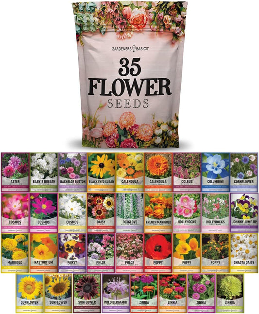 Wildflower, Perennial, & Annual Flower Seed Kit | 35 Variety Pack