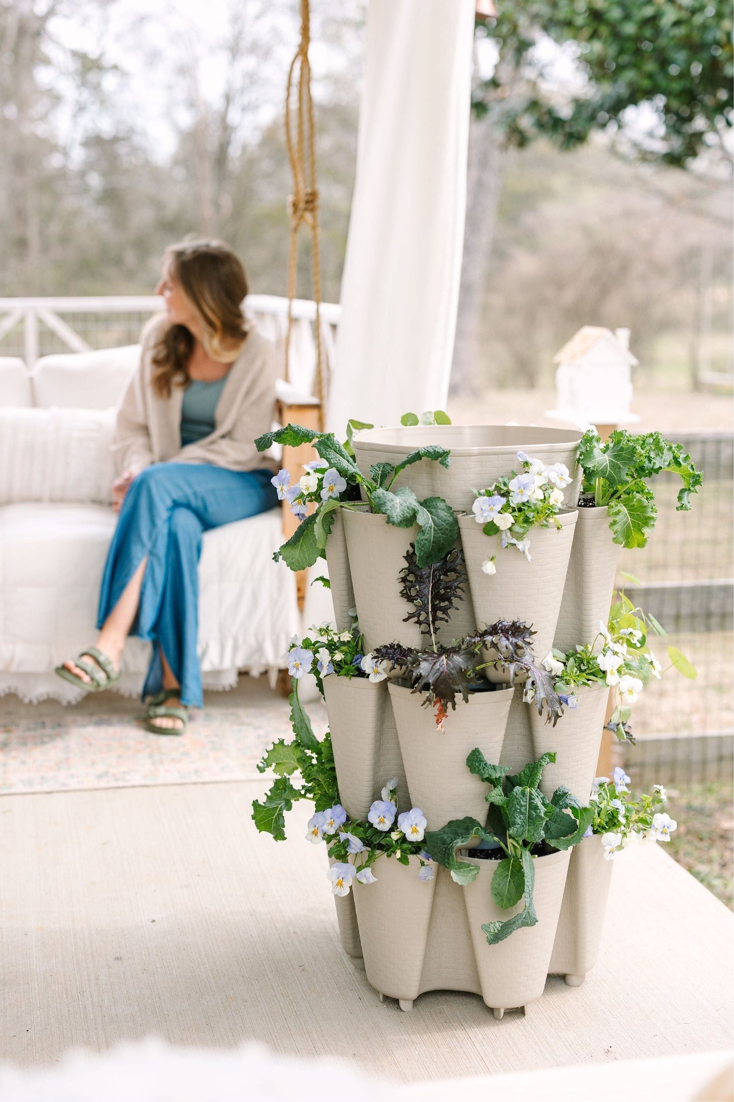 3 Tier GreenStalk Garden Original Vertical Planter - Basket Weave Texture