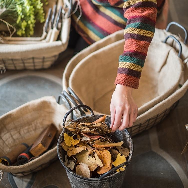 Wire Basket With Linen Liner Oval